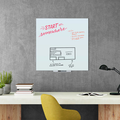 U Brands Floating Glass Dry Erase Undated One Month Calendar, 36 x 36, White