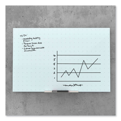 U Brands Floating Glass Ghost Grid Dry Erase Board, 48 x 36, White