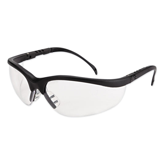 MCR Klondike Safety Glasses, Matte Black Frame, Clear Lens, 12/Box