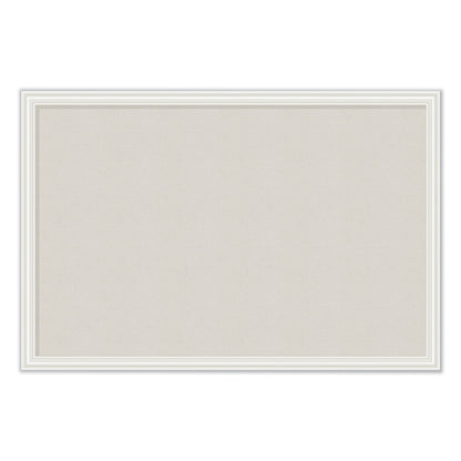 U Brands Linen Bulletin Board with Decor Frame, 30 x 20, Natural Surface/White Frame