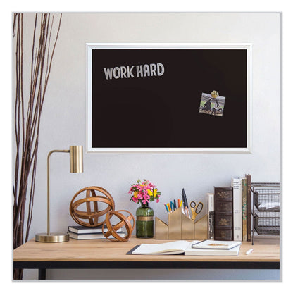 U Brands Magnetic Chalkboard with Decor Frame, 30 x 20, Black Surface/White Frame