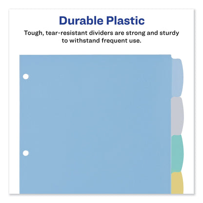 Avery Write and Erase Big Tab Durable Plastic Dividers, 3-Hole Punched, 5-Tab, 11 x 8.5, Assorted, 1 Set