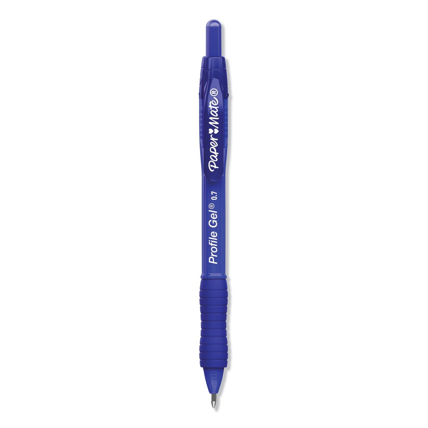 Paper Mate Profile Gel Pen, Retractable, Medium 0.7 mm, Blue Ink, Translucent Blue Barrel, Dozen