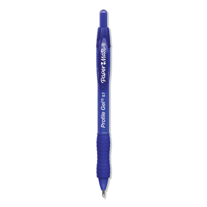 Paper Mate Profile Gel Pen, Retractable, Medium 0.7 mm, Blue Ink, Translucent Blue Barrel, Dozen