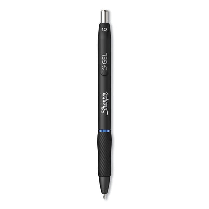 Sharpie S-Gel High-Performance Gel Pen, Retractable, Bold 1 mm, Blue Ink, Black Barrel, Dozen