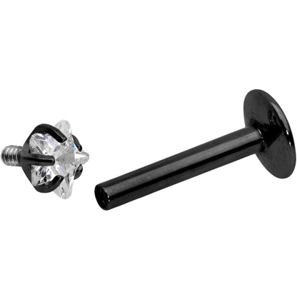 5/16 Clear Star CZ Gem Black PVD Internally Threaded Labret Monroe