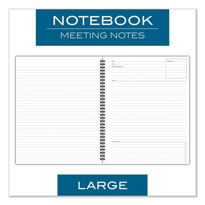 Cambridge Wirebound Guided Meeting Notes Notebook, 1 Subject, Meeting-Minutes/Notes Format, Dark Gray Cover, 11 x 8.25, 80 Sheets