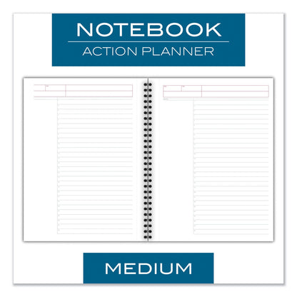 Cambridge Wirebound Guided Action Planner Notebook, 1 Subject, Project-Management Format, Gray Cover, 9.5 x 7.5, 80 Sheets