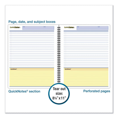 Cambridge Wirebound Guided QuickNotes Notebook, 1 Subject, List-Management Format, Dark Gray Cover, 11 x 8.5, 80 Sheets