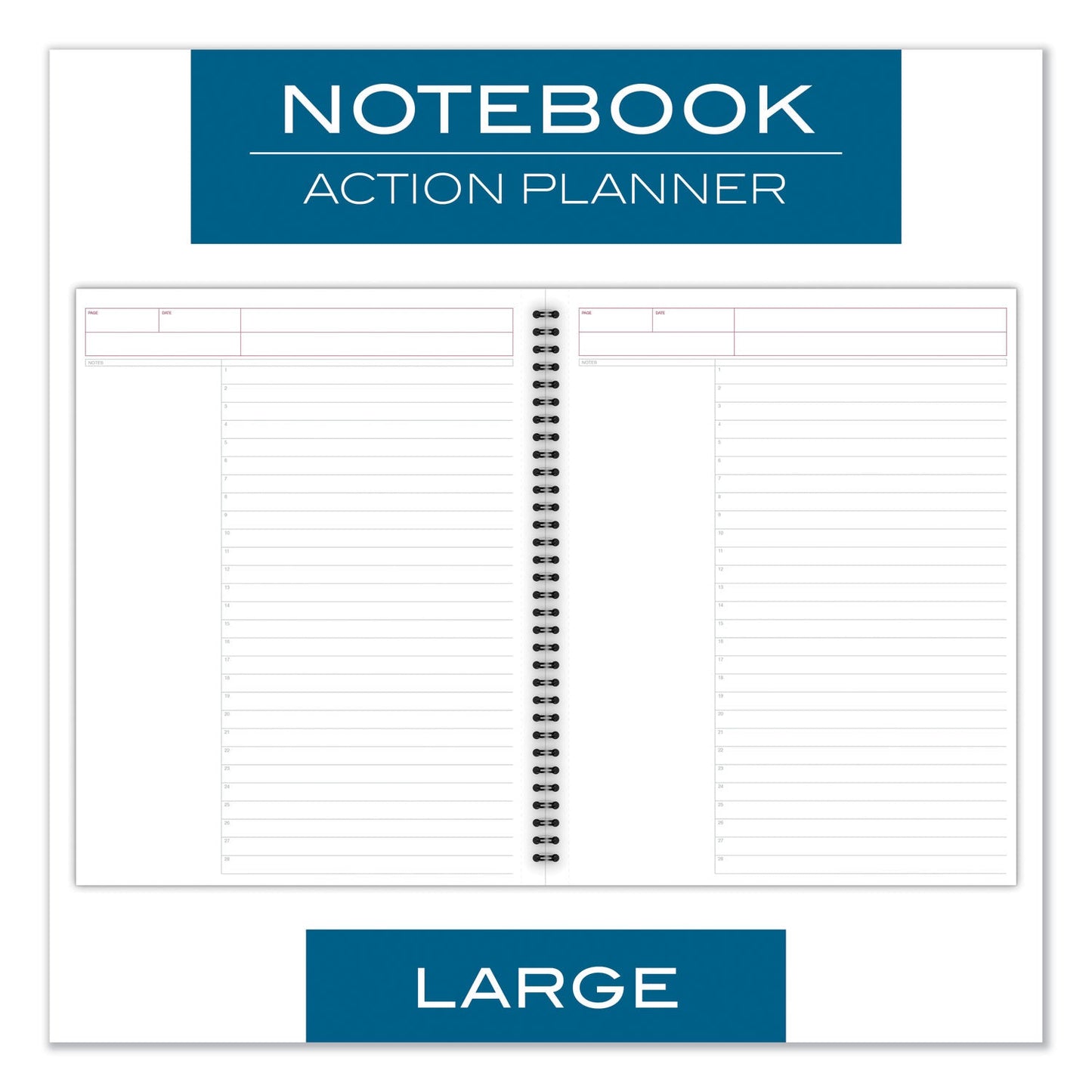 Cambridge Wirebound Guided Action Planner Notebook, 1-Subject, Project-Management Format, Gray Cover, 11 x 8.5, 80 Sheets