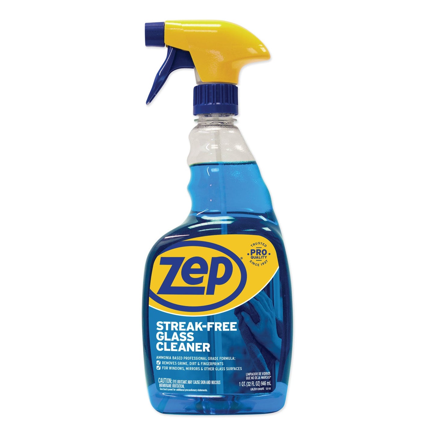 Zep Commercial Streak-Free Glass Cleaner, Pleasant Scent, 32 oz Spray Bottle, 12/Carton