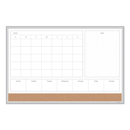 U Brands 4N1 Magnetic Dry Erase Combo Board, 36 x 24, White/Natural