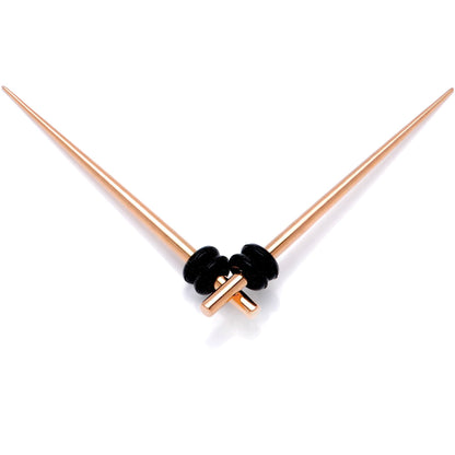 Rose Gold Tone Anodized Titanium Micro Taper Straight Plug Set 14G to 8G