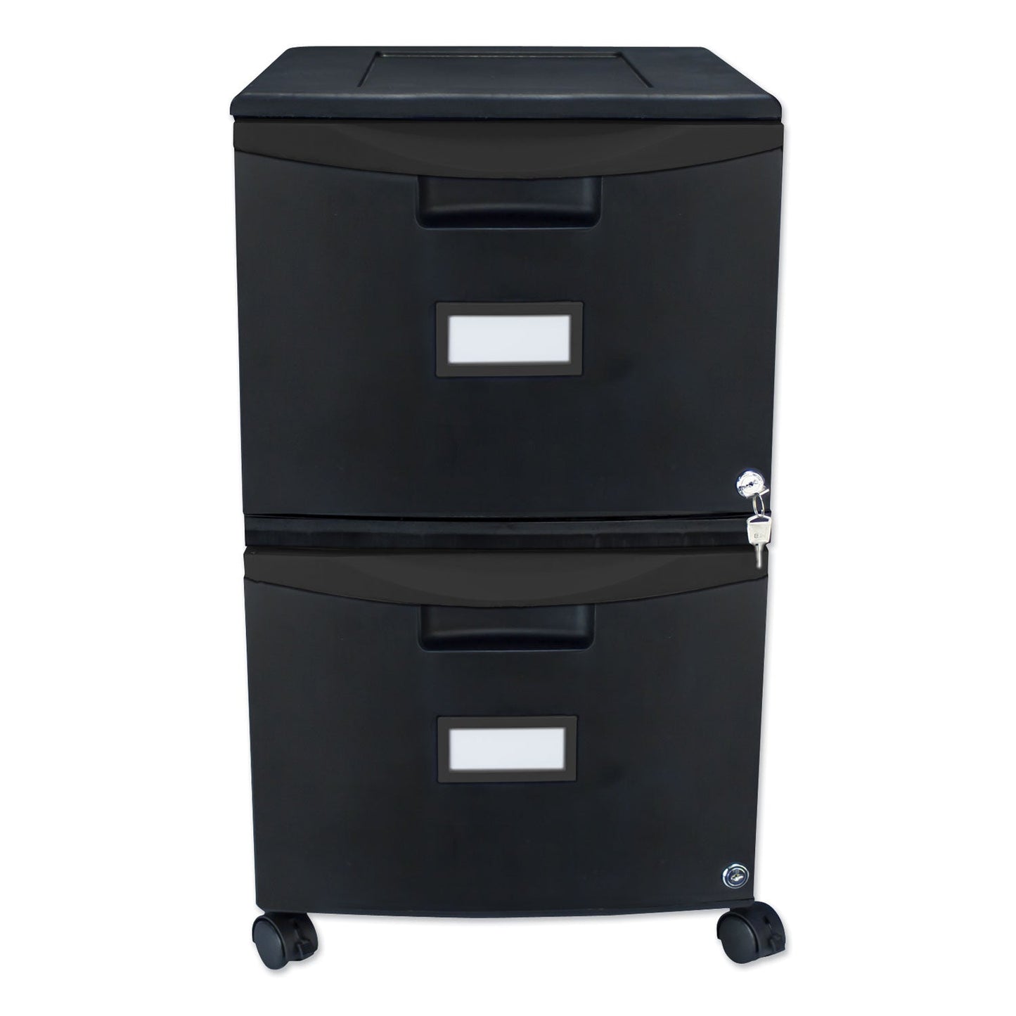 Storex Two-Drawer Mobile Filing Cabinet, 2 Legal/Letter-Size File Drawers, Black, 14.75" x 18.25" x 26"