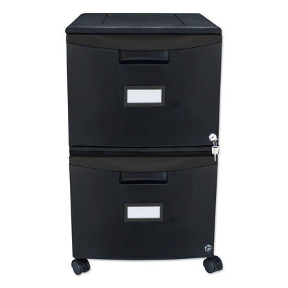 Storex Two-Drawer Mobile Filing Cabinet, 2 Legal/Letter-Size File Drawers, Black, 14.75" x 18.25" x 26"