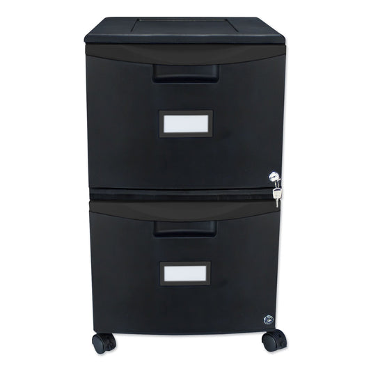 Storex Two-Drawer Mobile Filing Cabinet, 2 Legal/Letter-Size File Drawers, Black, 14.75" x 18.25" x 26"