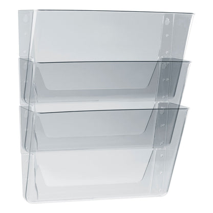 Storex Wall File, 3 Sections, Letter Size, 13" x 4" x 14",  Clear, 3/Set