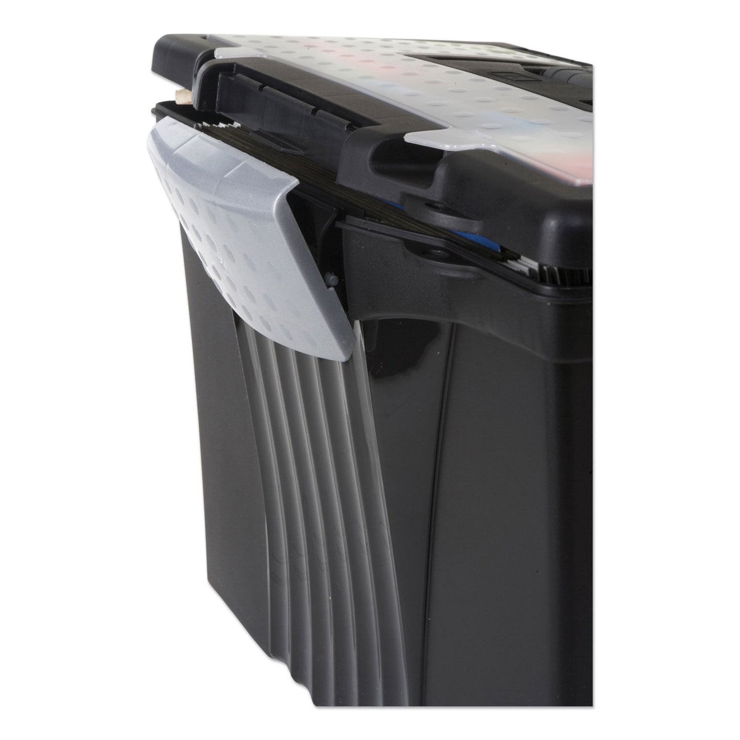 Storex Portable Letter/Legal Filebox with Organizer Lid, Letter/Legal Files, 14.5" x 10.5" x 12", Black