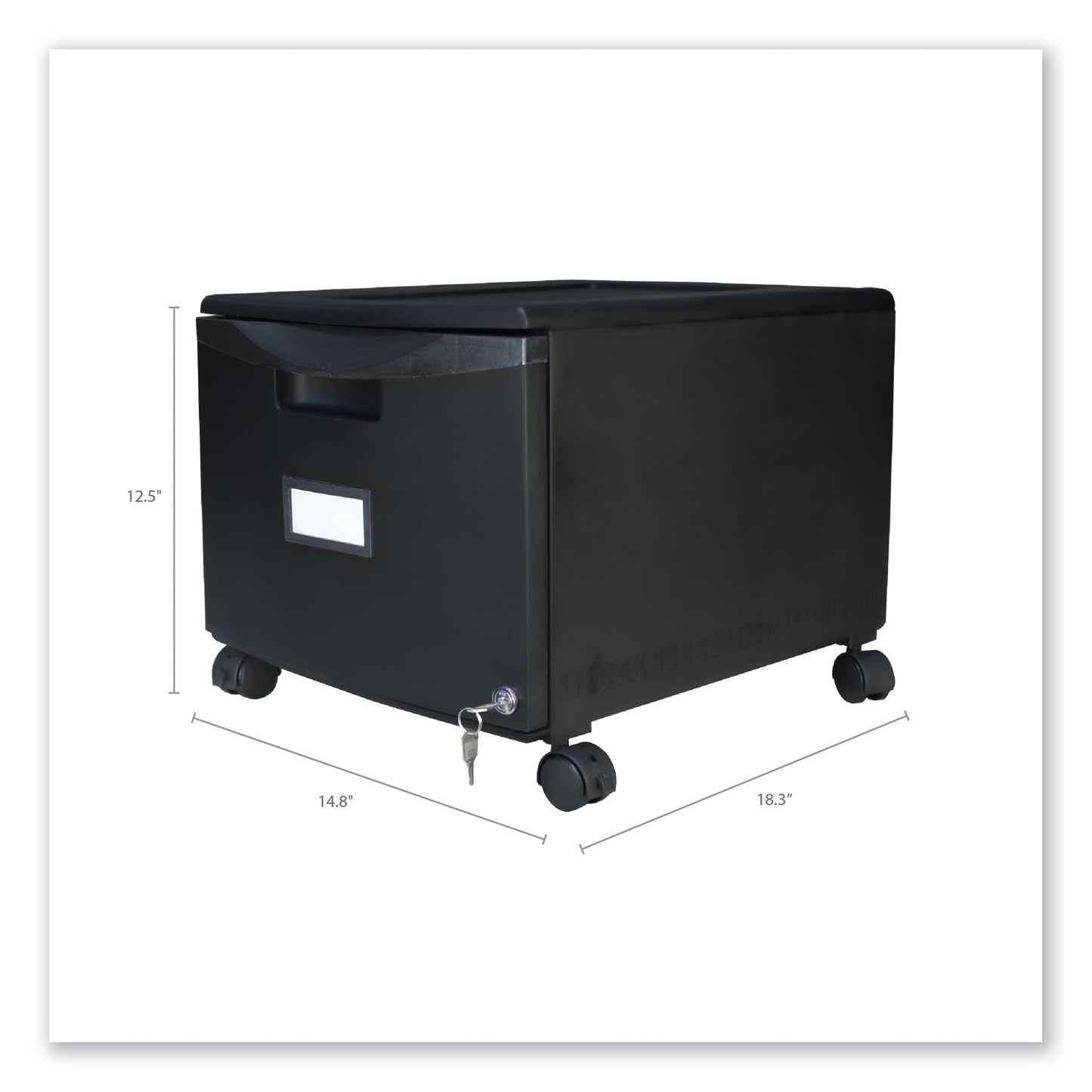Storex Single-Drawer Mobile Filing Cabinet, 1 Legal/Letter-Size File Drawer, Black, 14.75" x 18.25" x 12.75"