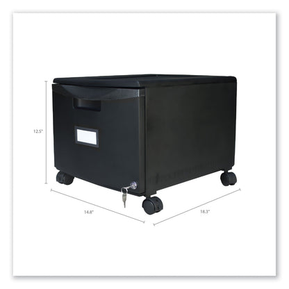 Storex Single-Drawer Mobile Filing Cabinet, 1 Legal/Letter-Size File Drawer, Black, 14.75" x 18.25" x 12.75"