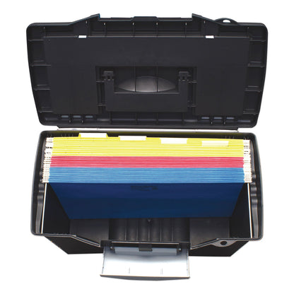 Storex Portable Letter/Legal Filebox with Organizer Lid, Letter/Legal Files, 14.5" x 10.5" x 12", Black