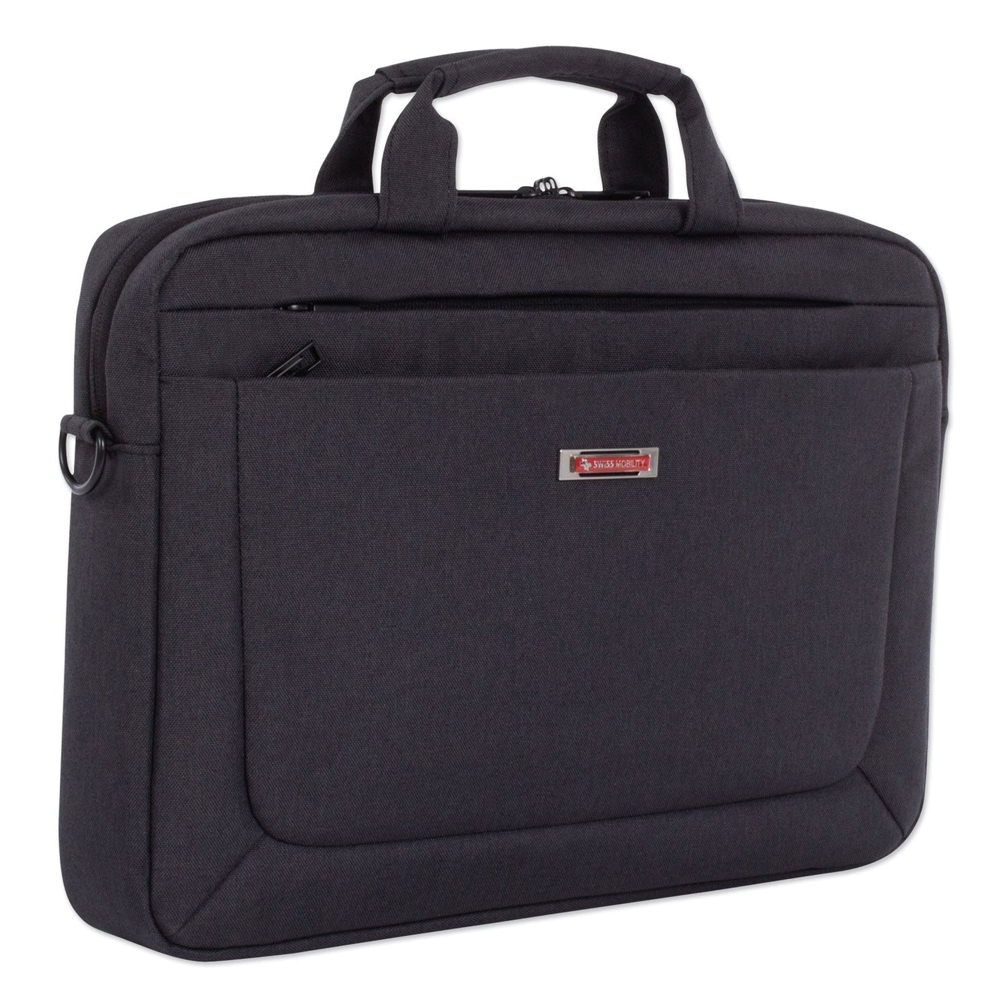 Swiss Mobility Cadence Slim Briefcase, Fits Devices Up to 15.6", Polyester, 3.5 x 3.5 x 16, Charcoal