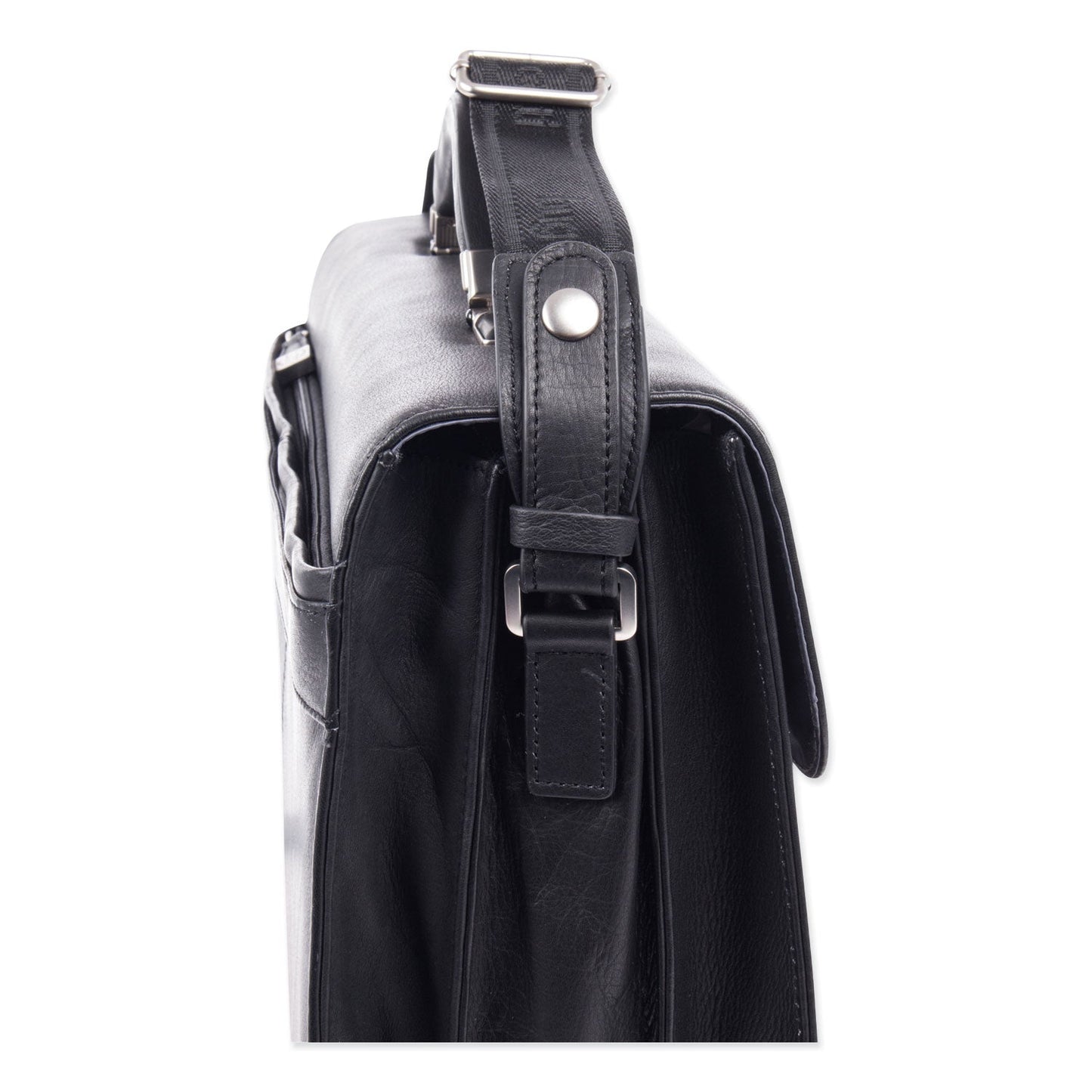 Swiss Mobility Milestone Briefcase, Fits Devices Up to 15.6", Leather, 5 x 5 x 12, Black
