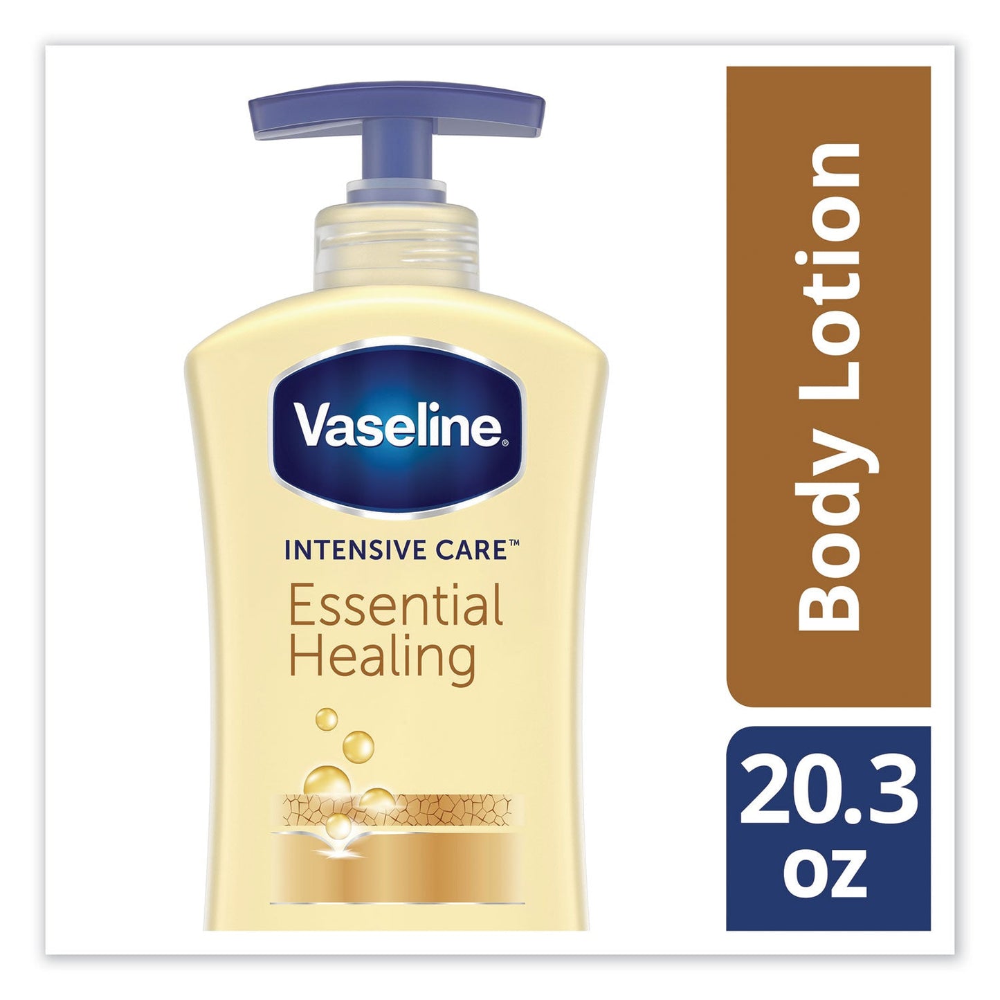 Vaseline Intensive Care Essential Healing Body Lotion, 20.3 oz, Pump Bottle, 4/Carton