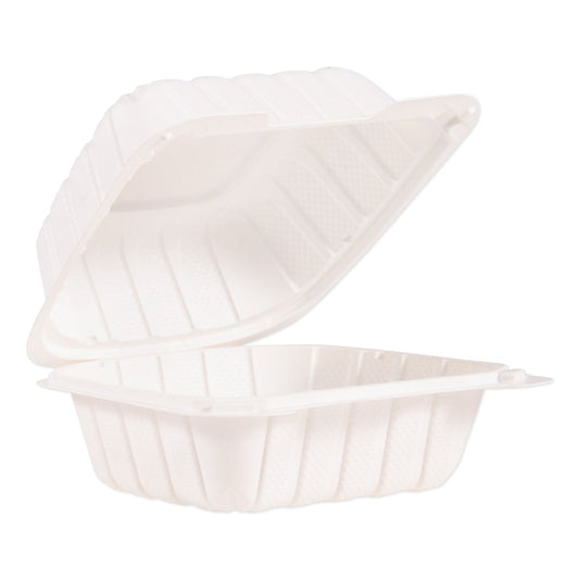 ProPlanet Hinged Lid Containers, 6 x 6.3 x 3.3, White, Plastic, 400/Carton