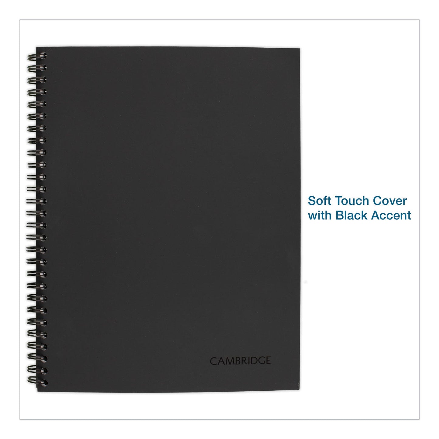 Cambridge Wirebound Business Notebook, 1 Subject, Wide/Legal Rule, Black Cover, 11 x 8.5, 80 Sheets
