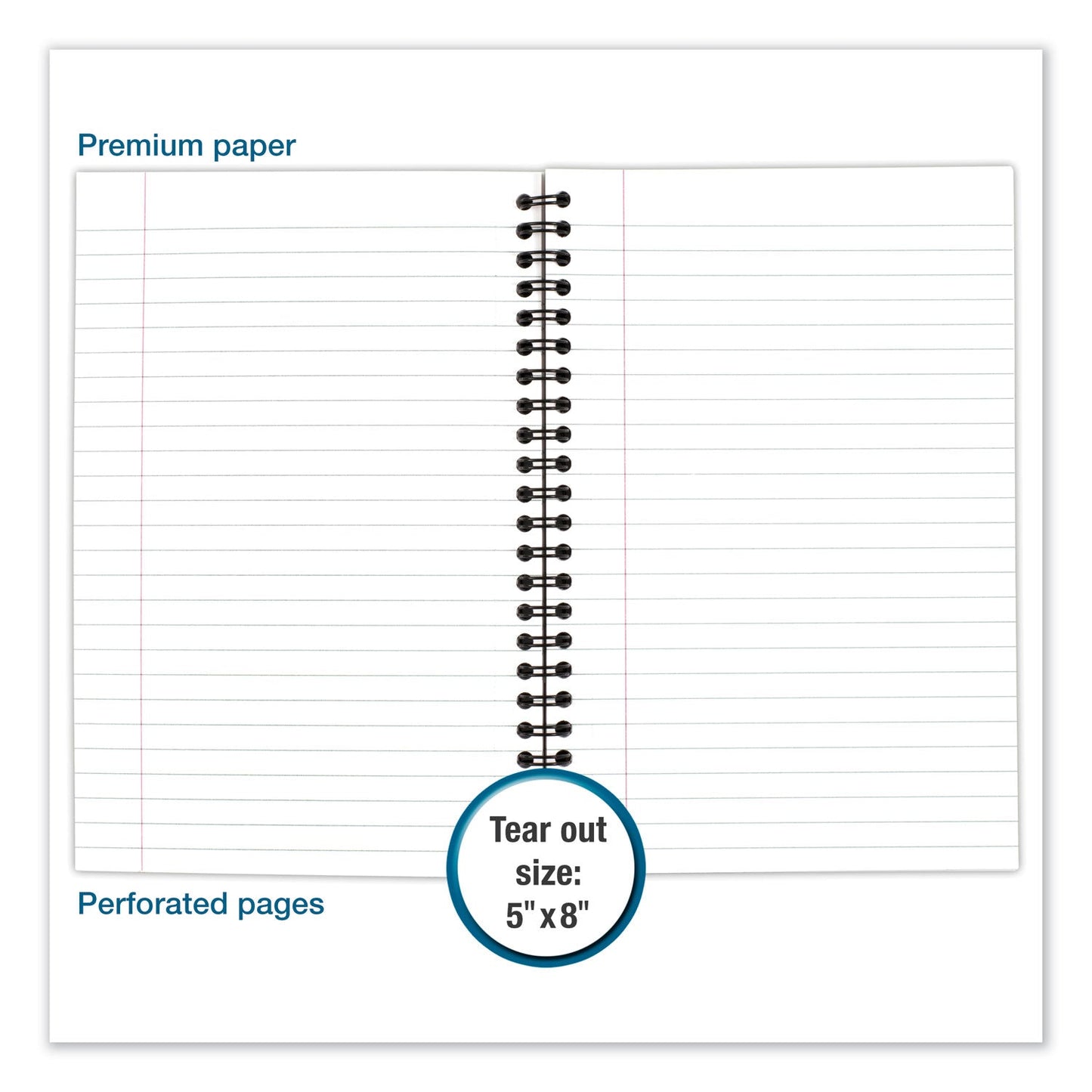 Cambridge Wirebound Business Notebook, 1 Subject, Wide/Legal Rule, Black Cover, 8 x 5, 80 Sheets