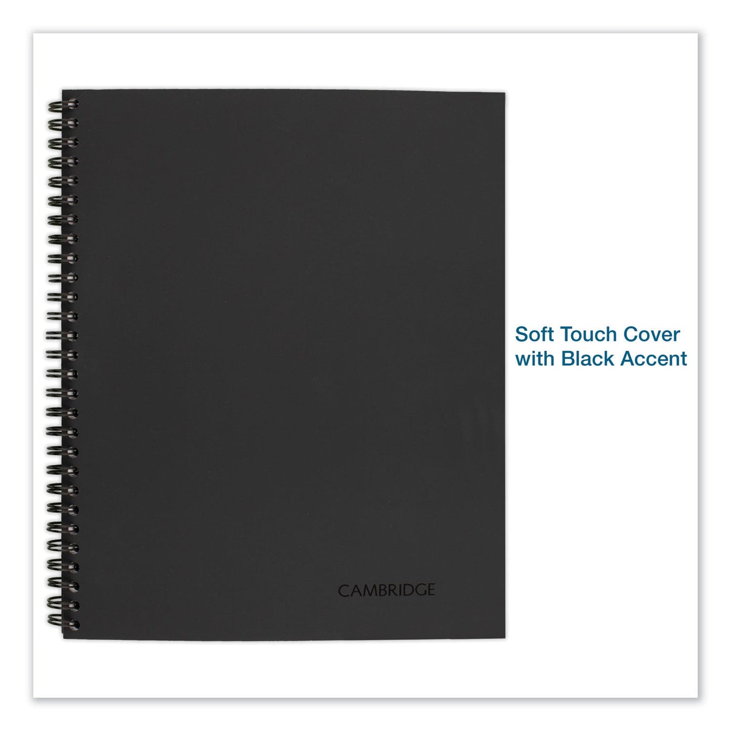 Cambridge Wirebound Business Notebook, 1 Subject, Wide/Legal Rule, Black Linen Cover, 9.5 x 6.63, 80 Sheets