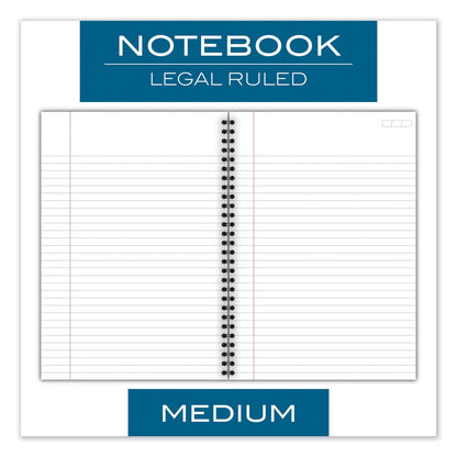 Cambridge Wirebound Business Notebook, 1 Subject, Wide/Legal Rule, Black Linen Cover, 9.5 x 6.63, 80 Sheets