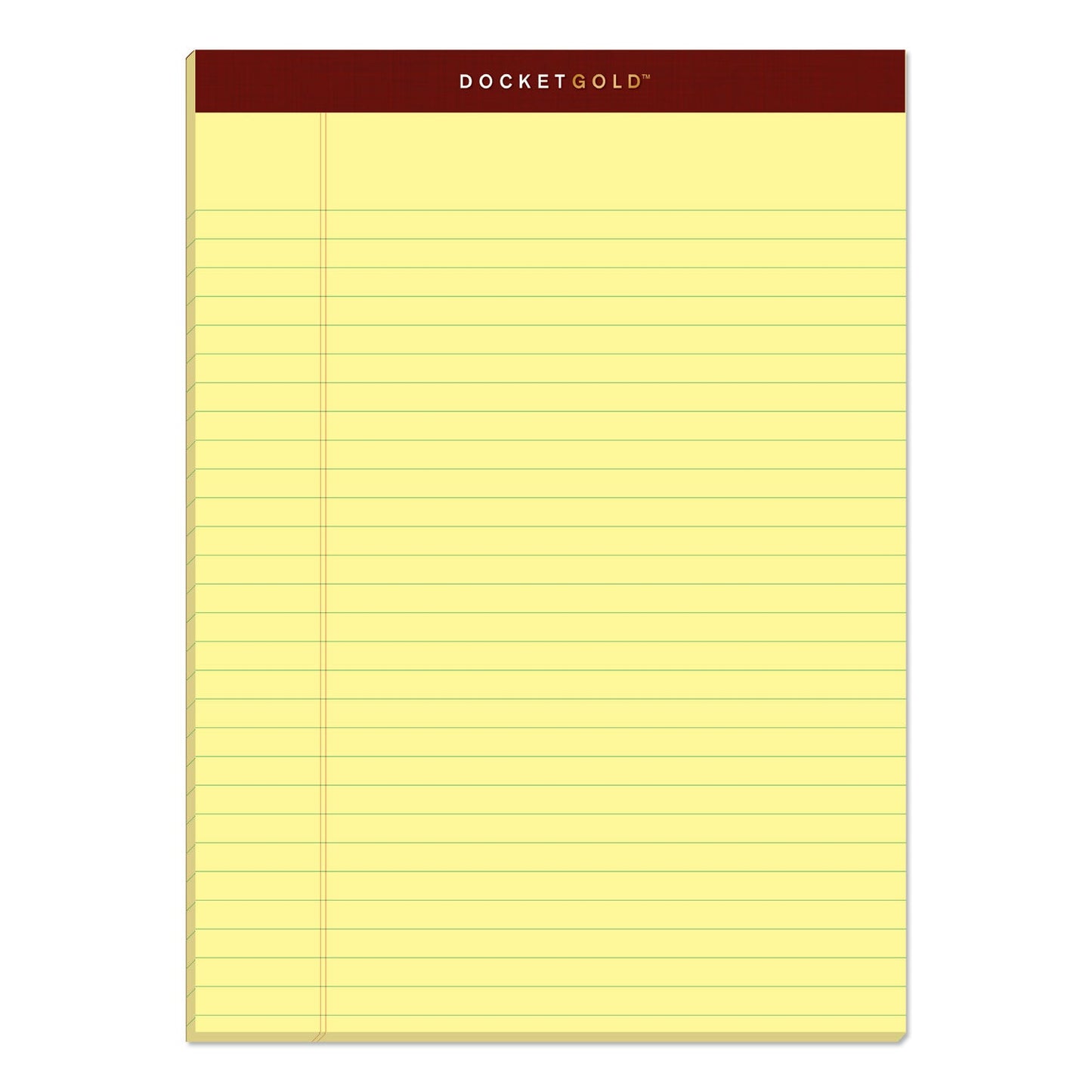 TOPS Docket Gold Ruled Perforated Pads, Wide/Legal Rule, 50 Canary-Yellow 8.5 x 11.75 Sheets, 12/Pack