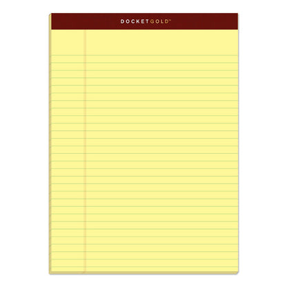 TOPS Docket Gold Ruled Perforated Pads, Wide/Legal Rule, 50 Canary-Yellow 8.5 x 11.75 Sheets, 12/Pack