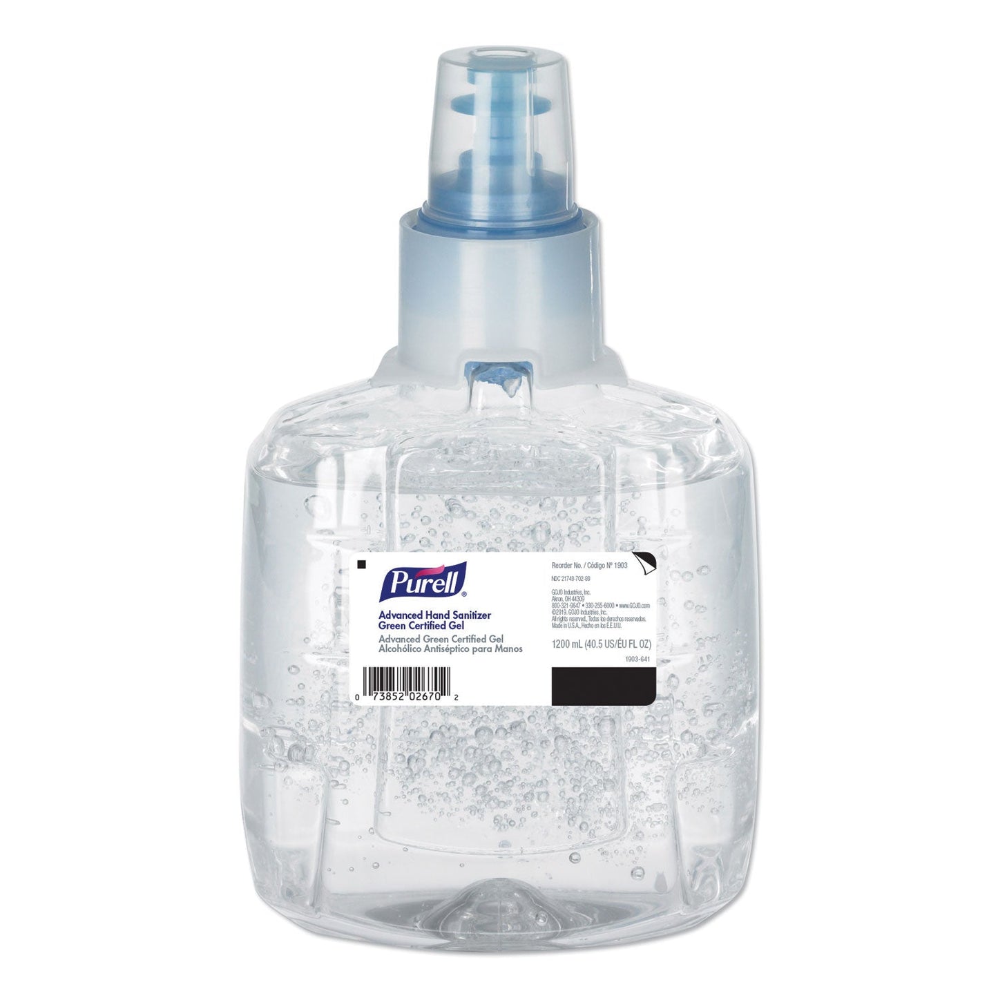 PURELL Advanced Hand Sanitizer Green Certified Gel Refill, For LTX-12 Dispensers, 1,200 mL, Fragrance-Free, 2/Carton