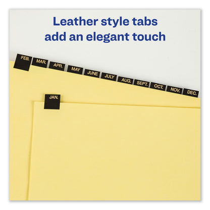 Avery Preprinted Red Leather Tab Dividers with Clear Reinforced Edge, 12-Tab, Jan. to Dec., 11 x 8.5, Buff, 1 Set