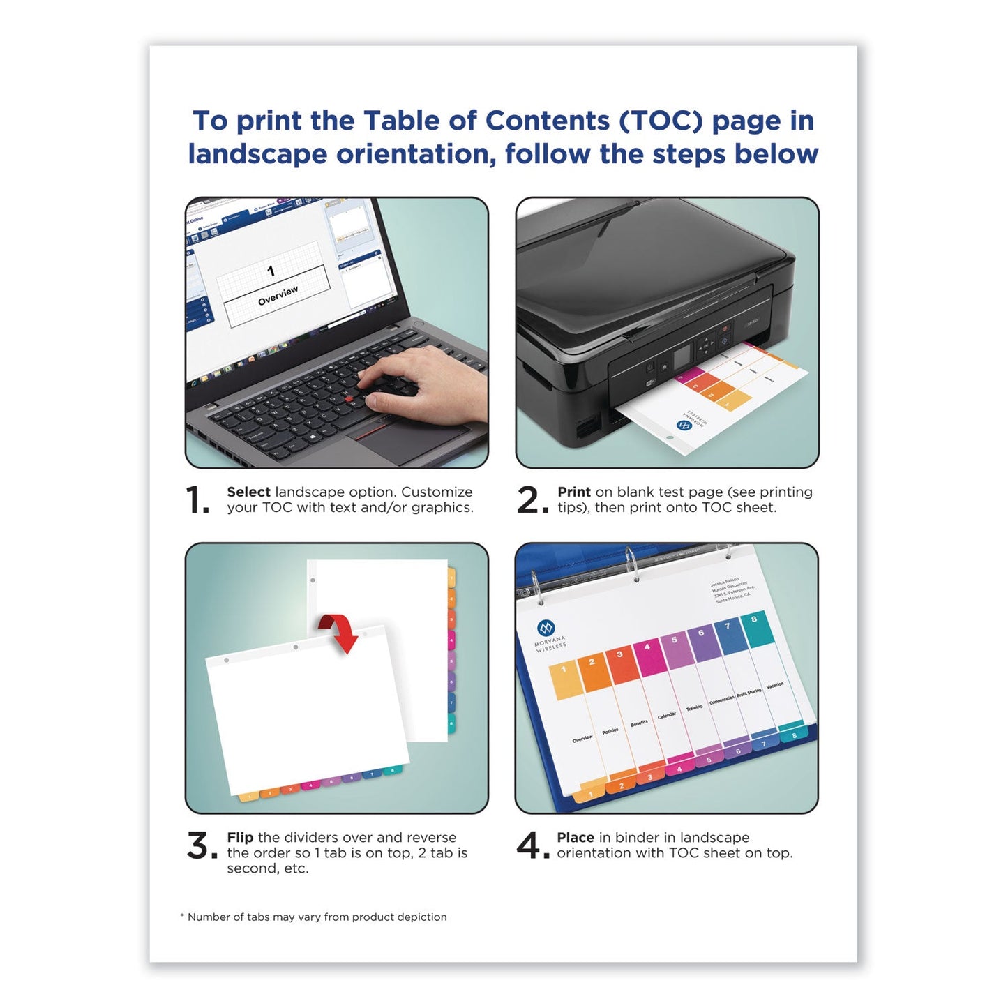 Avery Customizable TOC Ready Index Multicolor Tab Dividers, 12-Tab, 1 to 12, 11 x 8.5, White, Traditional Color Tabs, 6 Sets