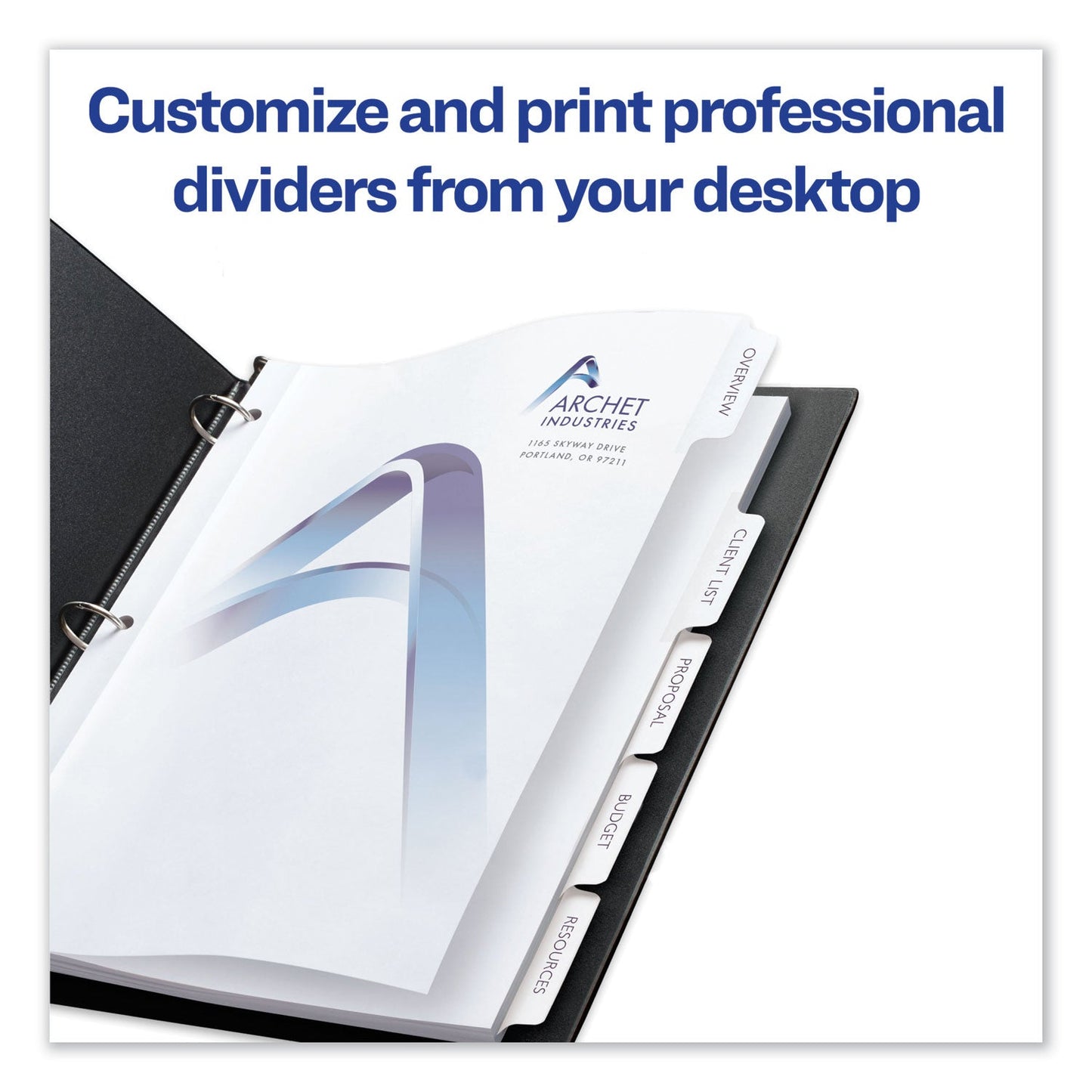 Avery Customizable Print-On Dividers, 3-Hole Punched, 5-Tab, 11 x 8.5, White, 25 Sets