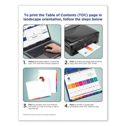 Avery Customizable TOC Ready Index Multicolor Tab Dividers, 10-Tab, 1 to 10, 11 x 8.5, White, Traditional Color Tabs, 1 Set