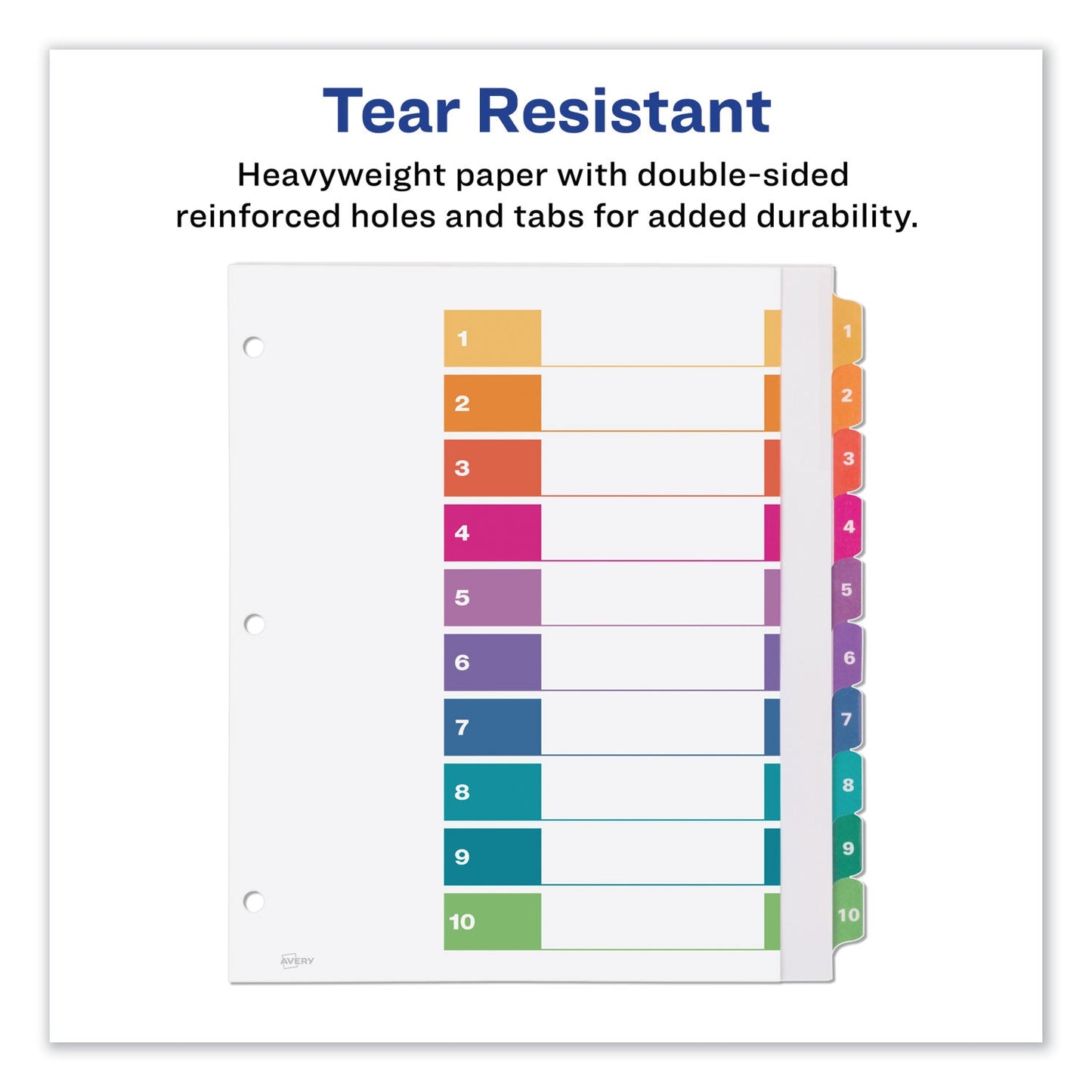 Avery Customizable TOC Ready Index Multicolor Tab Dividers, Extra Wide Tabs, 10-Tab, 1 to 10, 11 x 9.25, White, 1 Set