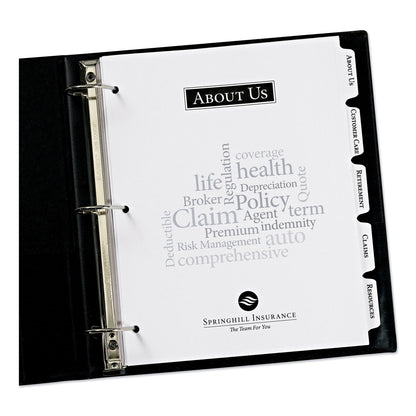 Avery Customizable Print-On Dividers, 3-Hole Punched, 5-Tab, 11 x 8.5, White, 5 Sets