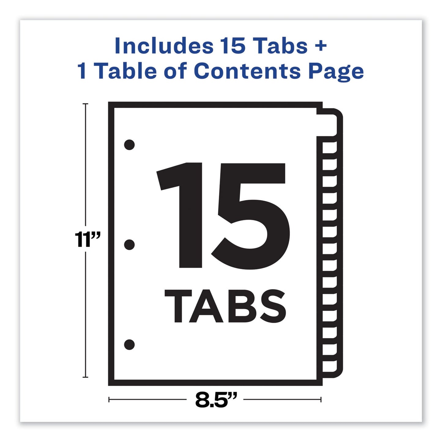 Avery Customizable Table of Contents Ready Index Dividers with Multicolor Tabs, 15-Tab, 1 to 15, 11 x 8.5, Translucent, 1 Set