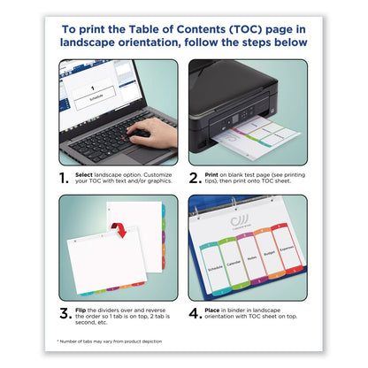 Avery Customizable TOC Ready Index Multicolor Tab Dividers, 8-Tab, 1 to 8, 11 x 8.5, White, Contemporary Color Tabs, 1 Set