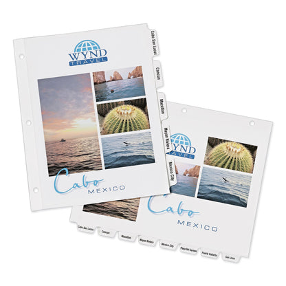 Avery Customizable Print-On Dividers, 3-Hole Punched, 5-Tab, 11 x 8.5, White, 1 Set