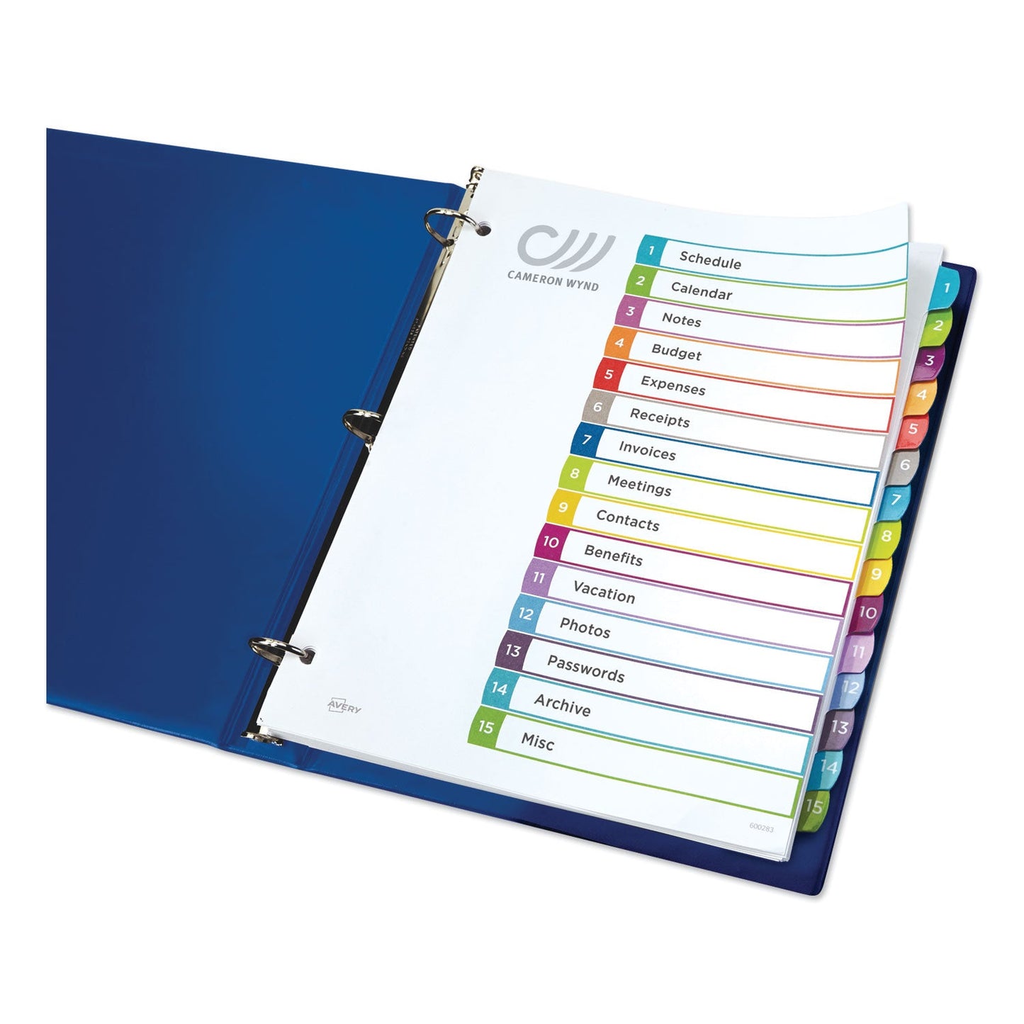 Avery Customizable TOC Ready Index Multicolor Tab Dividers, 15-Tab, 1 to 15, 11 x 8.5, White, Contemporary Color Tabs, 1 Set