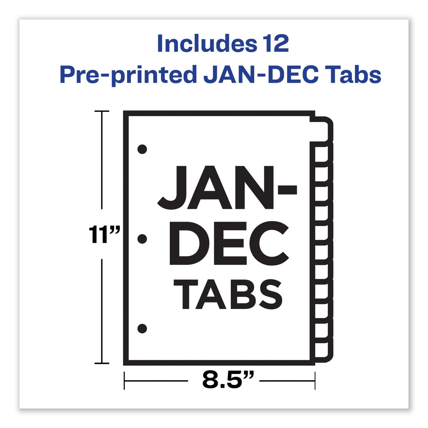 Avery Preprinted Laminated Tab Dividers with Gold Reinforced Binding Edge, 12-Tab, Jan. to Dec., 11 x 8.5, Buff, 1 Set