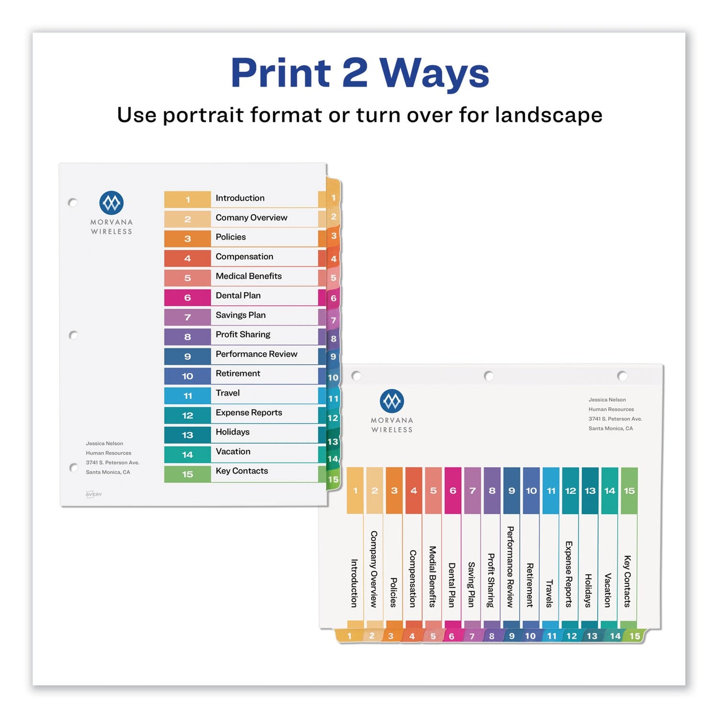 Avery Customizable TOC Ready Index Multicolor Tab Dividers, 15-Tab, 1 to 15, 11 x 8.5, White, Traditional Color Tabs, 6 Sets