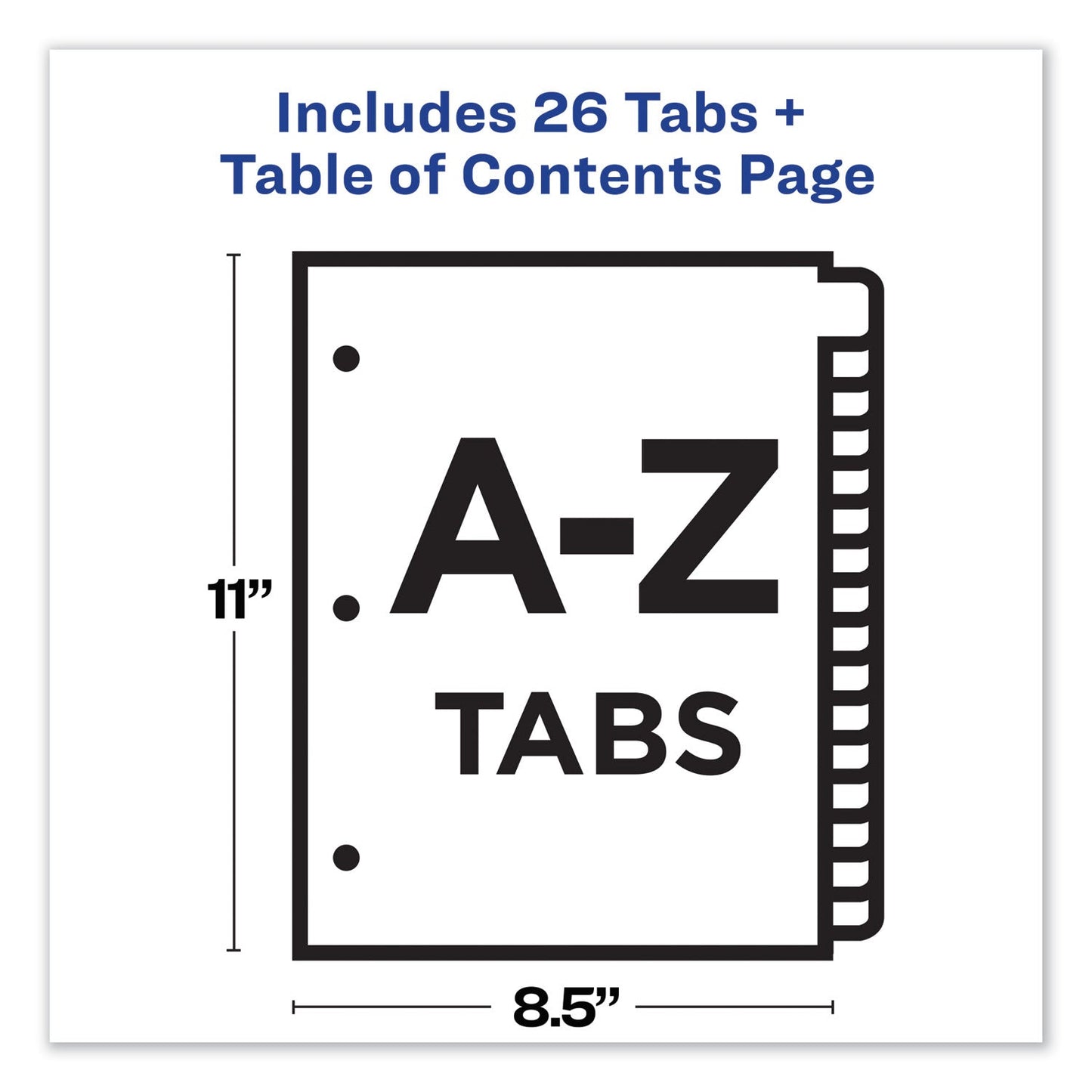 Avery Customizable TOC Ready Index Multicolor Tab Dividers, 26-Tab, A to Z, 11 x 8.5, White, Contemporary Color Tabs, 1 Set