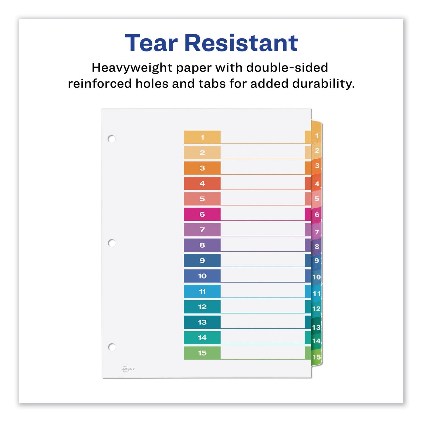 Avery Customizable TOC Ready Index Multicolor Tab Dividers, 15-Tab, 1 to 15, 11 x 8.5, White, Traditional Color Tabs, 6 Sets